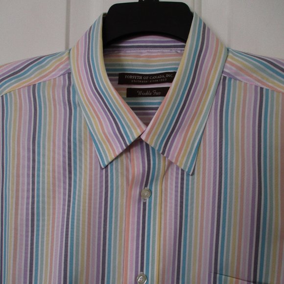 Forsyth of Canada Mens S/S Hidden Button Down Rainbow Dress Shirt NWOT - Size XL - Picture 1 of 3